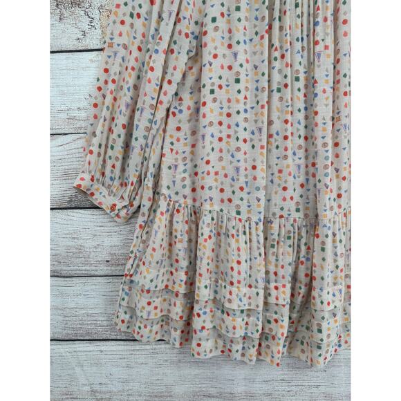 Maeve Anthropologie Geometric Print Button Down Blouse Womens Small Multicolor - Picture 6 of 12